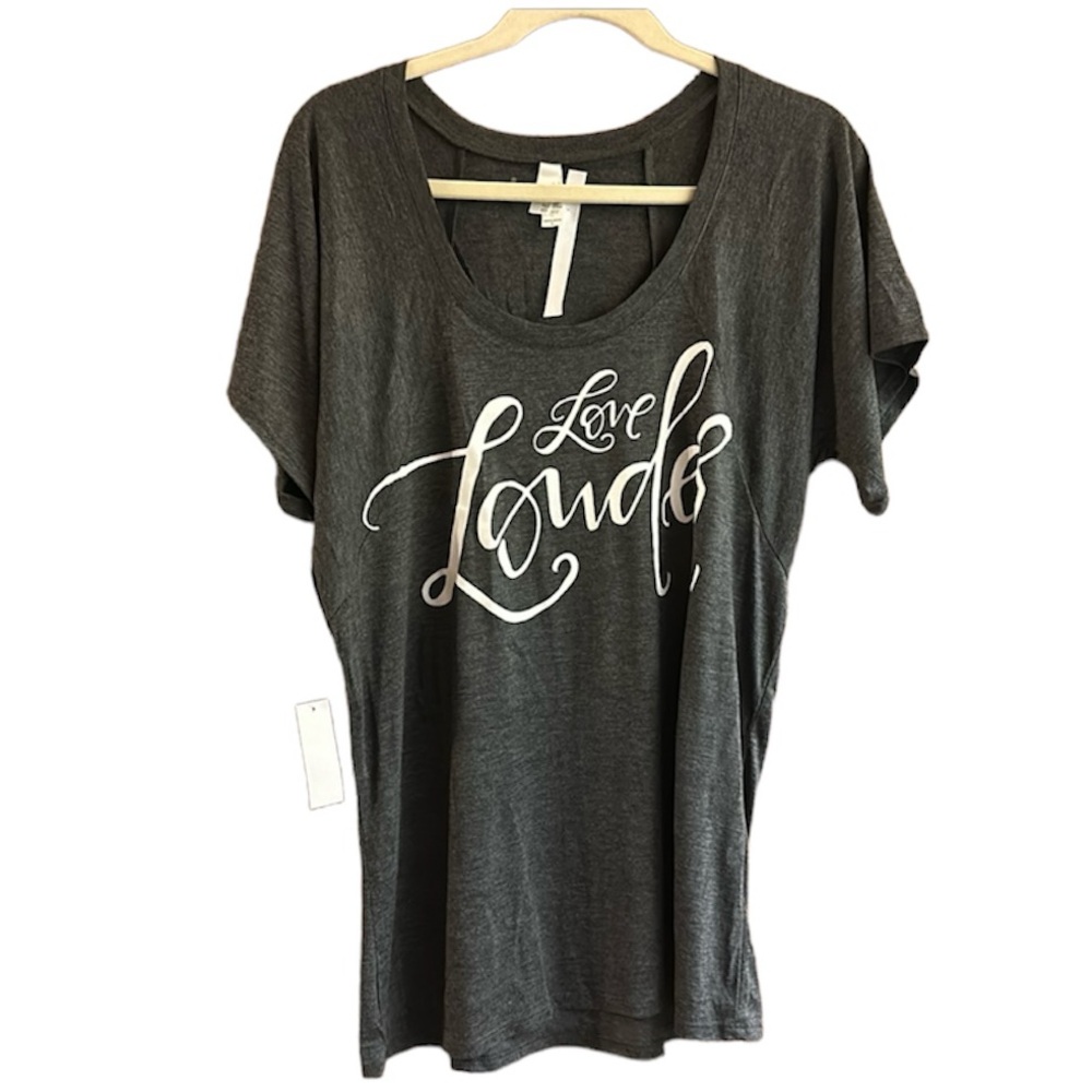 Love Louder Graphic Angel Wing Grey Bella Tee Shirt By As You Wish Design